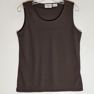 Kathy Ireland Tank Top Shirt Womens Medium Brown Sleeveless 100% Polyester